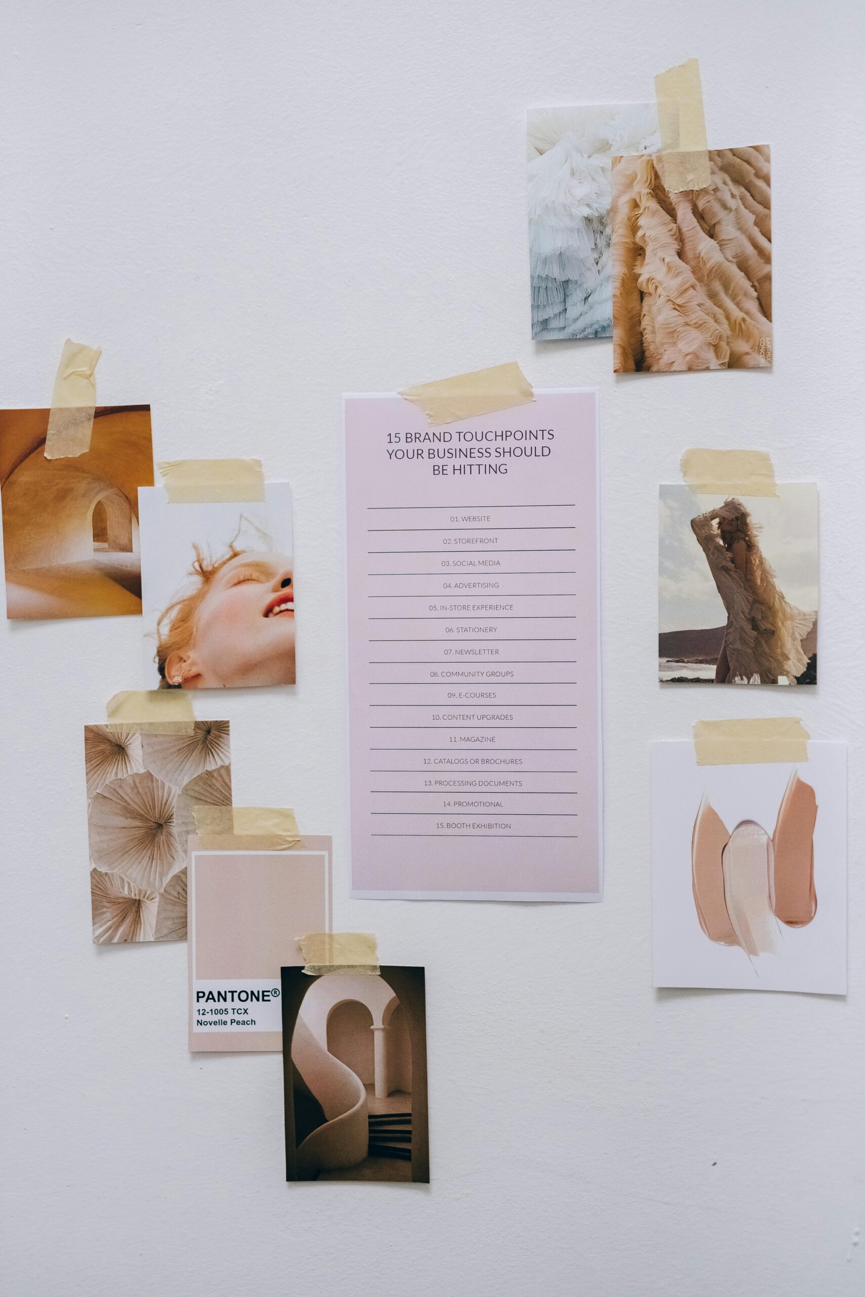 Luxury branding strategy moodboard with neutral tones