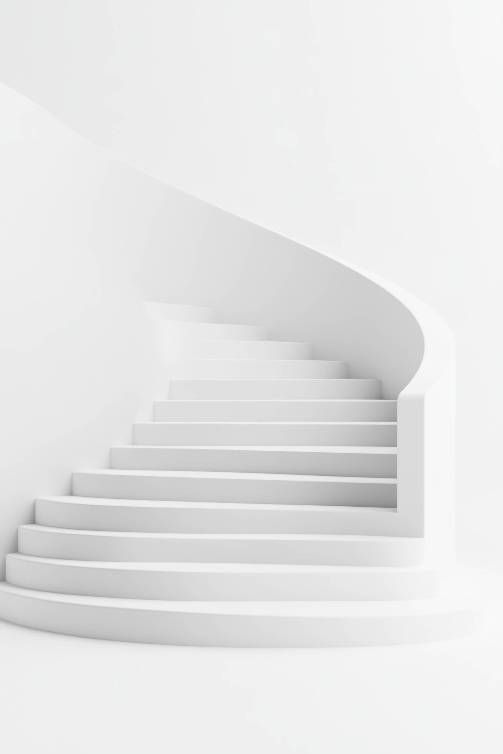 Clean minimal architectural stairs symbolizing the signature framework — the structured path that transforms expertise into a premium offer.